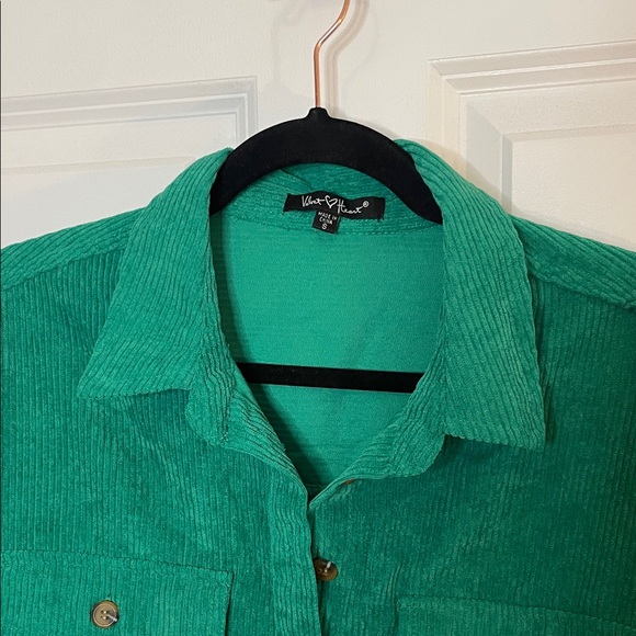 Velvet Heart Corduroy Shacket Green Button Up Overshirt Jacket Women’s S NWOT - Picture 7 of 11